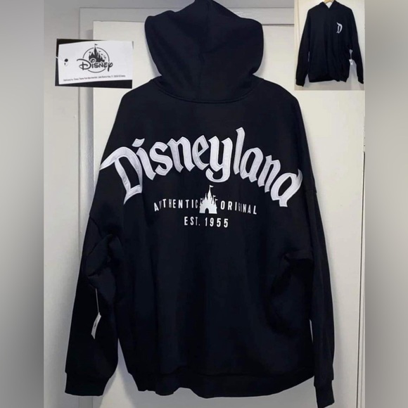 DISNEYLAND DISNEY AUTHENTIC ZIPUP HOODIE BLACK 2023 UNISEX - Picture 1 of 2